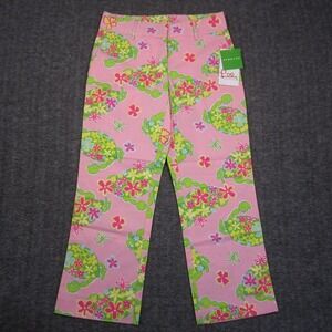 Vtg Lilly Pulitzer Liza Capri Pants Women 0 Pink Sand Muscle Beach Crab Crop NEW